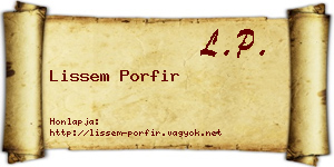 Lissem Porfir névjegykártya